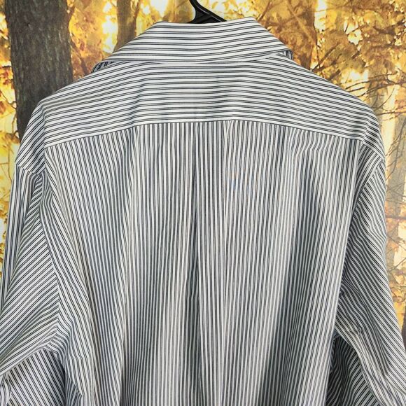 Brooks Brothers 346 Black Pinstripe Button Down Shirt Long Sleeve Mens 17-4/5 XL - Picture 6 of 7